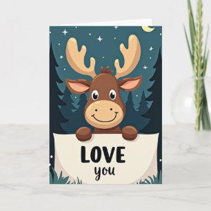 Carte de la forêt de l'amour du mignon élan