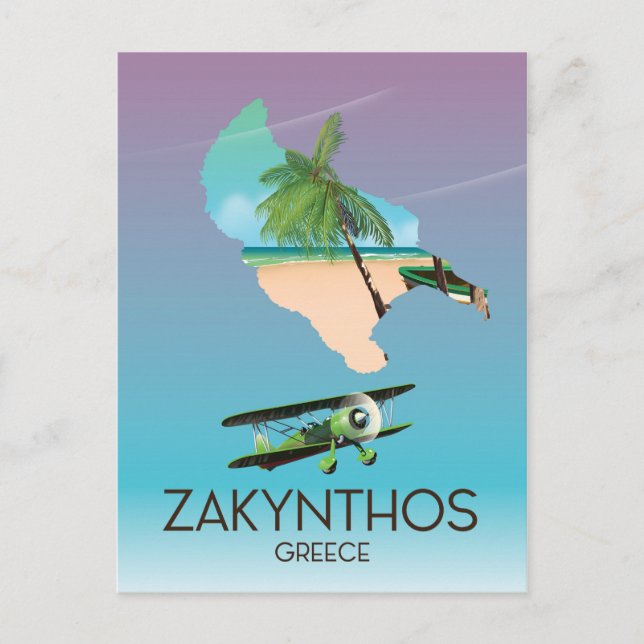 Carte de la Grèce Zakynthos poster voyage (Devant)