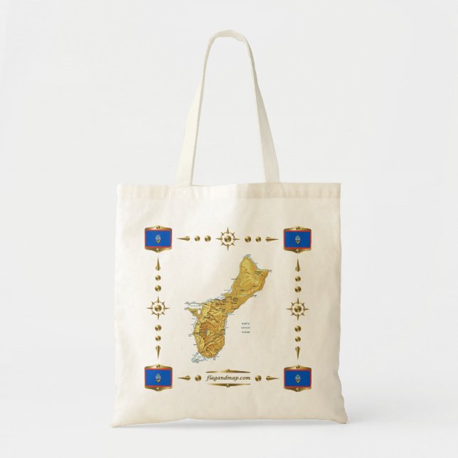 Carte de la Guam + Sac de drapeaux (Devant)