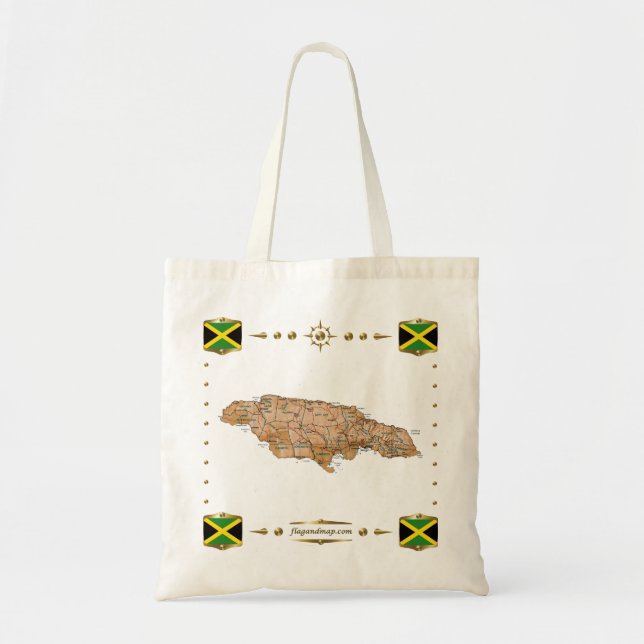 Carte de la Jamaïque + Sac de drapeaux (Devant)