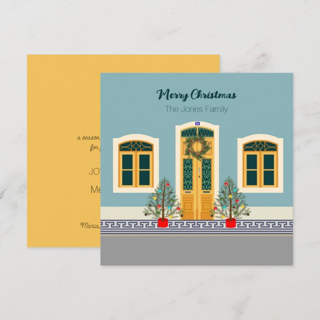 Carte de la maison portugaise festive de Noël (Devant / Derrière)