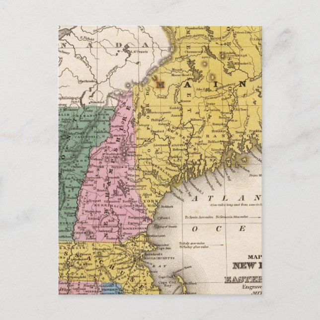 Carte de la Nouvelle Angleterre ou des états (Devant)
