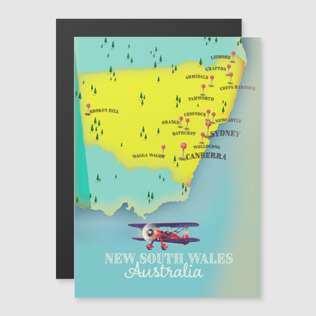 Carte de la Nouvelle-Galles du Sud Australie (Devant / Derrière)