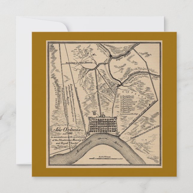 Carte de la Nouvelle-Orléans 1770 (Devant)