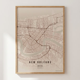 Carte de la Nouvelle-Orléans Impression d'art mura