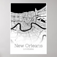 Carte de la Nouvelle-Orléans - Louisiane - Poster 