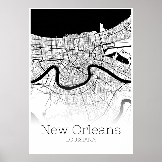 Carte de la Nouvelle-Orléans - Louisiane - Poster  (Devant)