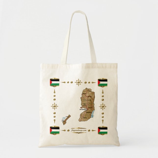 Carte de la Palestine + Sac de drapeaux (Devant)