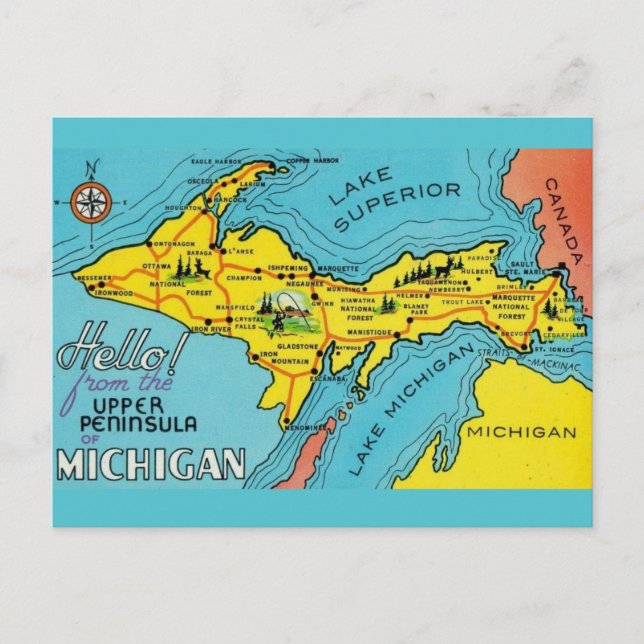 Carte de la péninsule du Michigan 16x24 (Devant)