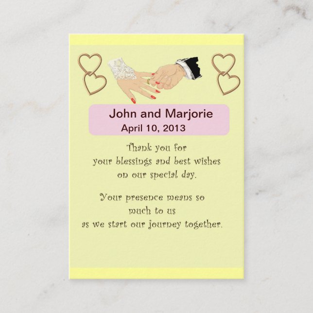 Carte de la préférence/du lieu de mariage (Devant)