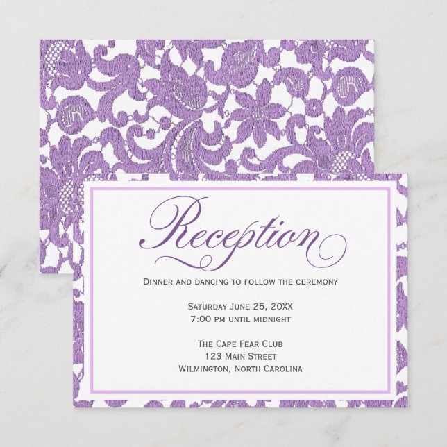 Carte de la réception de mariage en dentelle de la (Devant / Derrière)