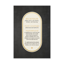 Carte de la réception de mariage noir et or