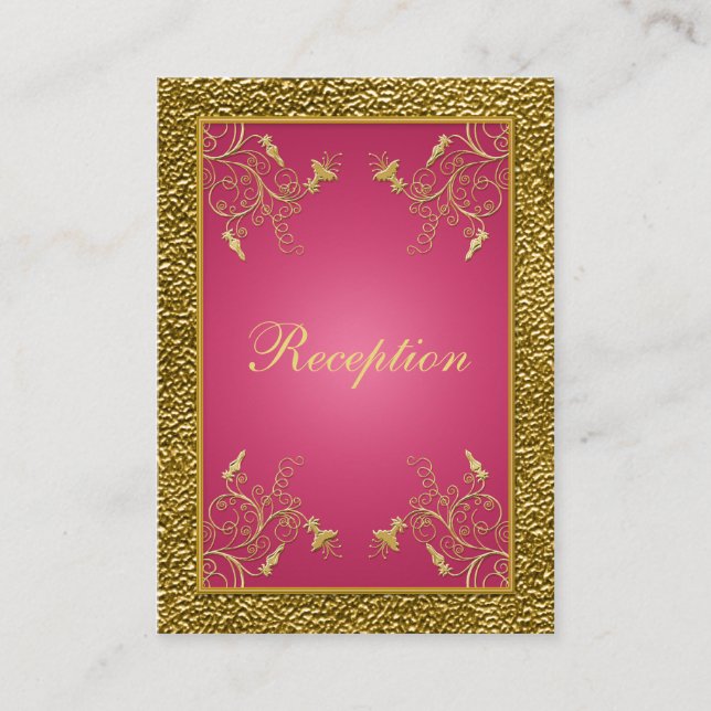 Carte de la réception Florale rose et or (Devant)