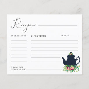 Carte de la recette de la douche nuptiale Tea part