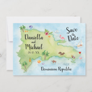 Carte de la République dominicaine à l'aquarelle E