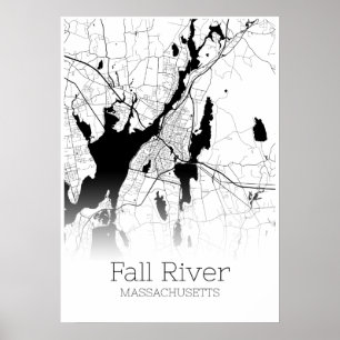 Carte de la rivière Fall - Massachusetts - Affiche