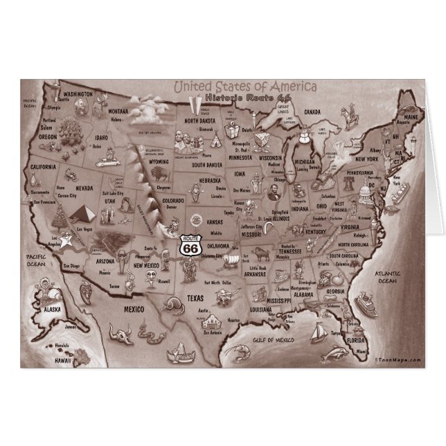 Carte de la route historique 66 (Devant horizontal)