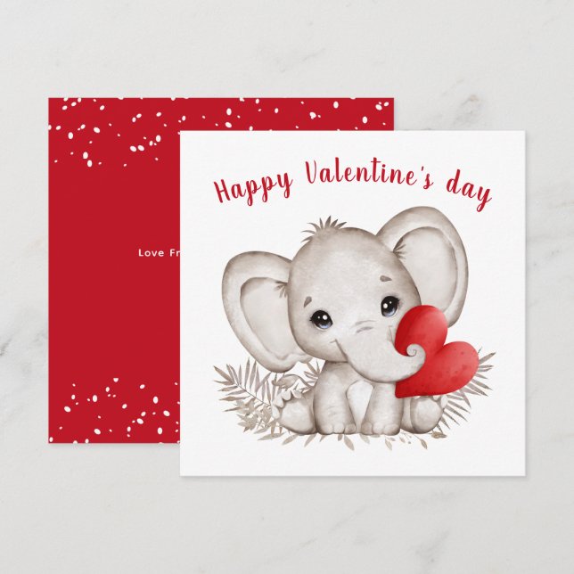 Carte de la Saint Eléphant Saint Valentin (Devant / Derrière)