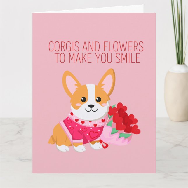 Carte de la Saint-Gall Corgis et Fleurs (Devant)