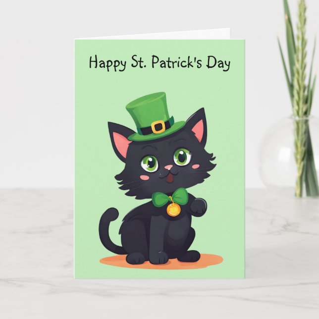 Carte de la Saint-Patrick avec un chaton joueur (Devant)