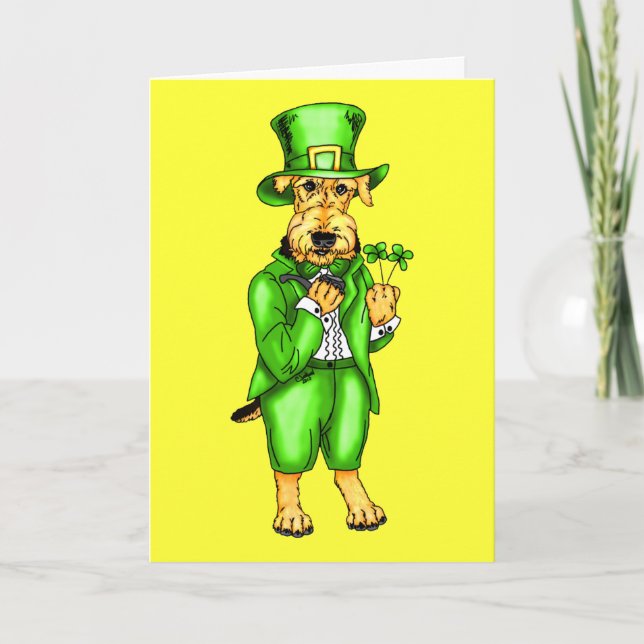 Carte de la Saint-Patrick avec un terrier Airedale (Devant)