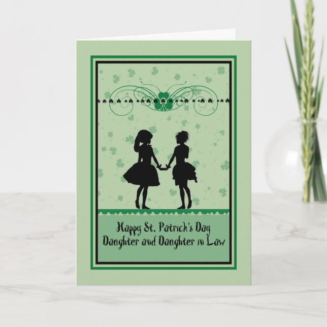Carte de la Saint Patrick, fille et fille en droit (Devant)