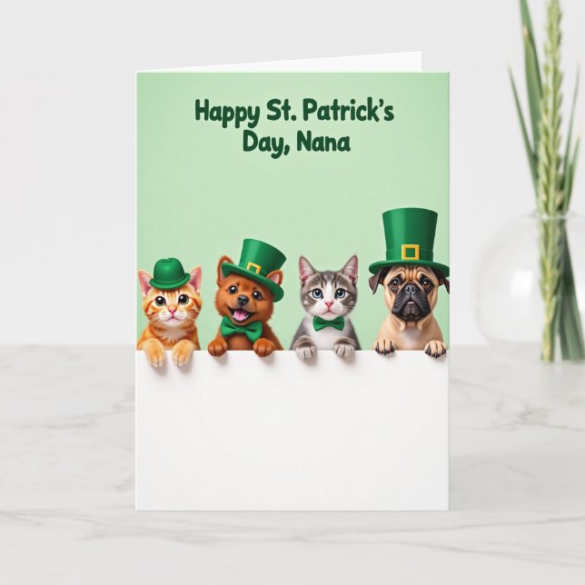 Carte de la Saint-Patrick Green Hats Pets (Devant)