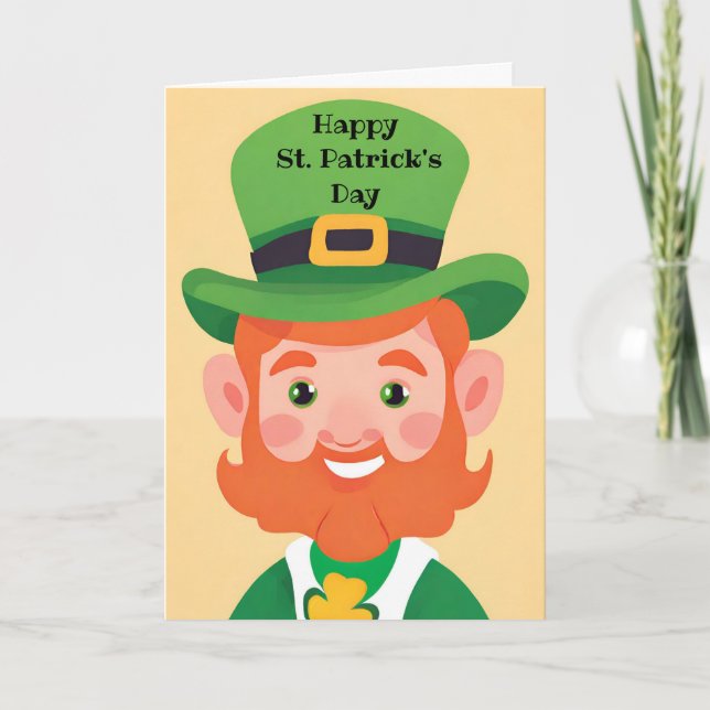 Carte de la Saint-Patrick joyeux lutin enjoué (Devant)