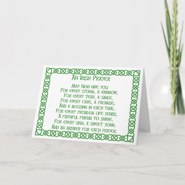 Carte de la Saint Patrick pour la prière irlandais (Devant)