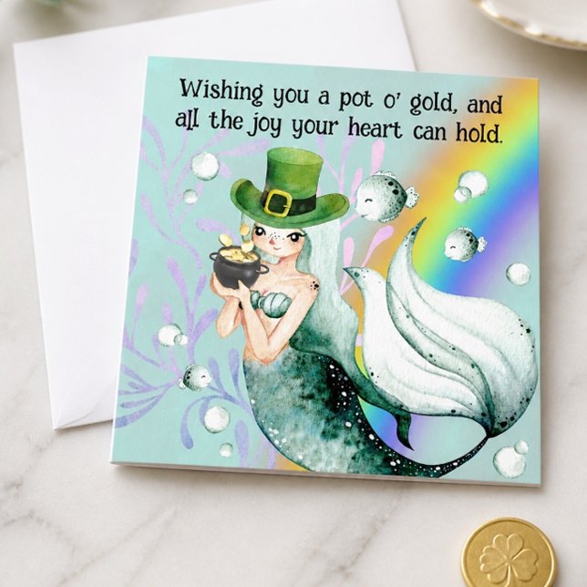 Carte de la Saint-Patrick Sirène et Pot d'Or (Créateur téléchargé)