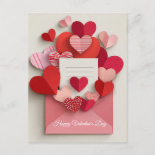 Carte de la Saint-Valentin à l'enveloppe rose roma