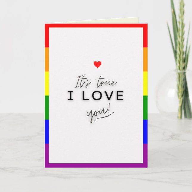 Carte de la Saint-Valentin à thème Fierté LGBT 'Je (Devant)