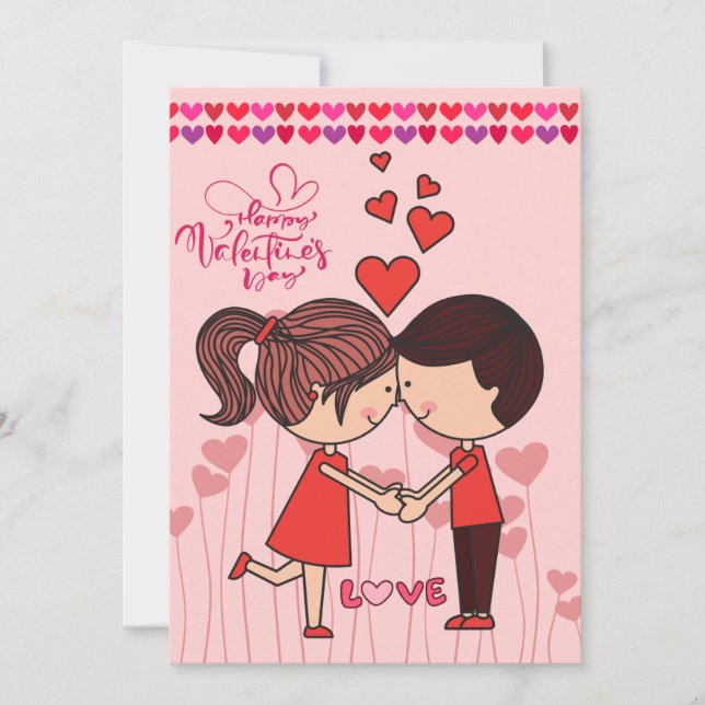 Carte de la Saint-Valentin amour couple mignon (Devant)