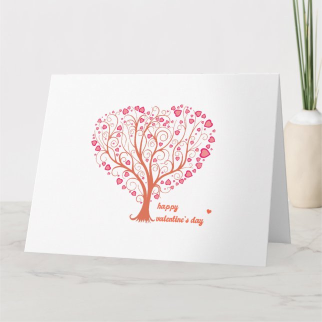 Carte de la Saint-Valentin Arbre Cœur Heureux (Devant)
