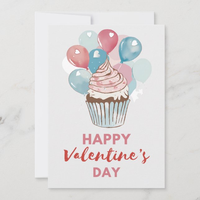 Carte de la Saint-Valentin au ballons d'aquarelle (Devant)