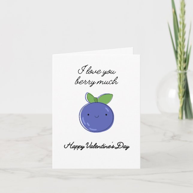Carte de la Saint Valentin aux bleuets mignons (Devant)