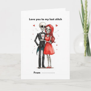 Carte de la Saint-Valentin avec couple de squelett