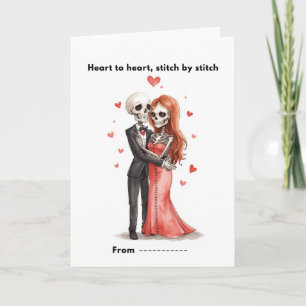 Carte de la Saint-Valentin avec couple de squelett