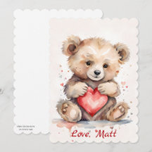 Carte de la Saint-Valentin avec ours et texte pers
