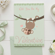 Carte de la Saint-Valentin avec photo de singe drô
