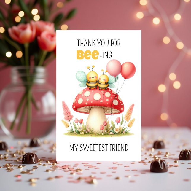 Carte de la Saint-Valentin avec un mignon petit am (Thank You for Bee-ing My Sweetest Friend – Cute Valentine’s Day)