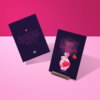 Carte de la Saint-Valentin avec une bouteille de p