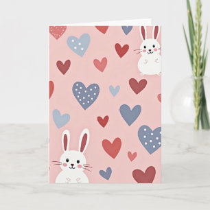 Carte de la Saint-Valentin Bunny Cute Hearts