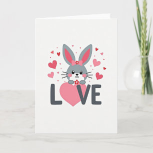 Carte de la Saint-Valentin Bunny Love Hearts