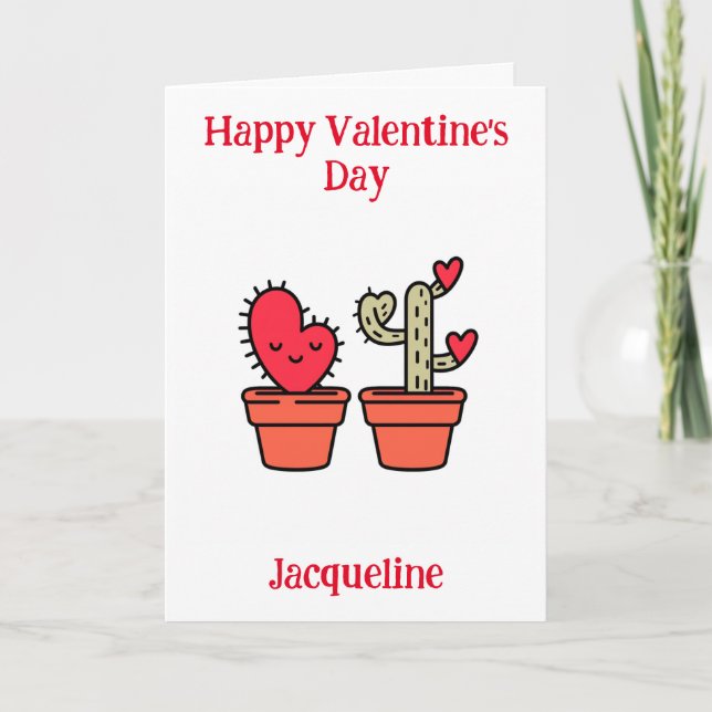 Carte de la Saint-Valentin Cactus Drôle Personnali (Devant)