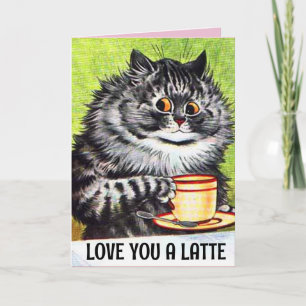 CARTE DE LA SAINT-VALENTIN CAFÉ CHAT ART AMOUR GRA