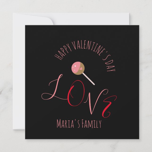 Carte de la Saint-Valentin Cake Pop Rose Rouge Écr (Devant)