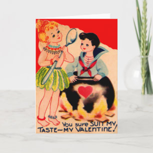 Carte de la Saint-Valentin Cannibale Rétro Vintage
