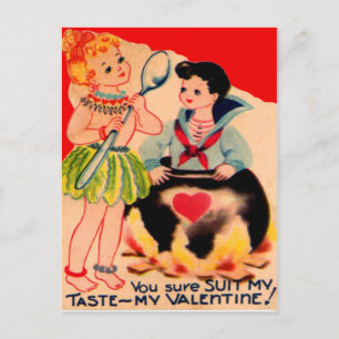 Carte de la Saint-Valentin Cannibale Rétro Vintage