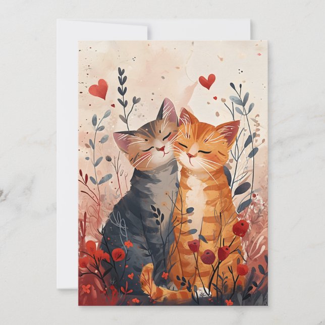 Carte de la Saint-Valentin Chats Mignons (Devant)